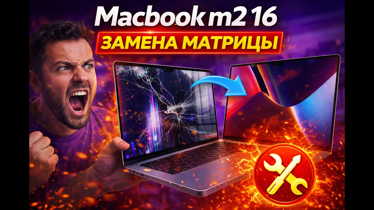 Ремонт экрана на MacBook M2 - замена матрицы после падения