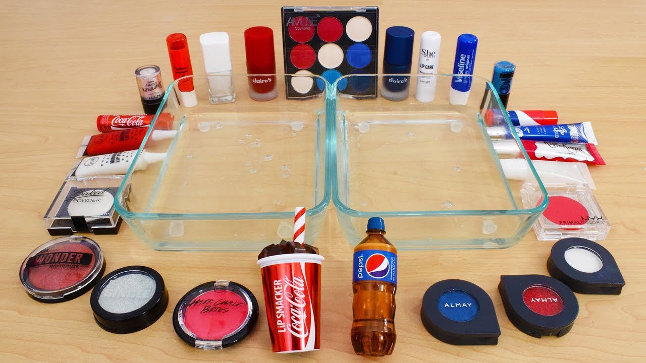 Coke vs Pepsi - Mixing Makeup Eyeshadow Into Slime Special Series 201 Satisfying Slime Video