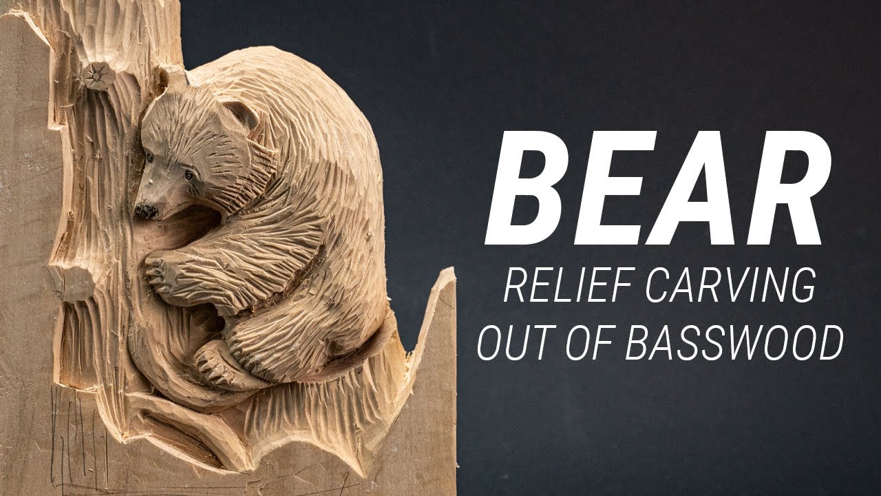 Bear Relief Carving Out of Basswood