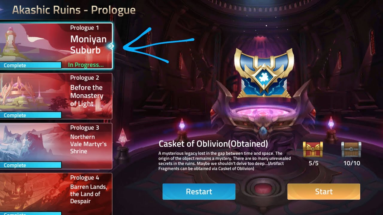 MLA Akashic Ruins Prologue prologue 1=Moniyan Suburb(tutorial)