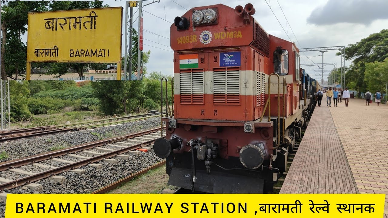 Arrival At Baramati Railway Station , Central Railways, Alco Twins , Single Electric Line.