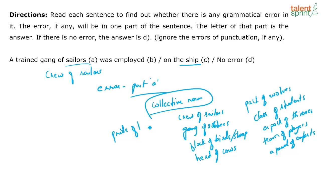 Noun Based Spotting Errors | Finding Errors | Example 4 to 7 | English Language | TalentSprint