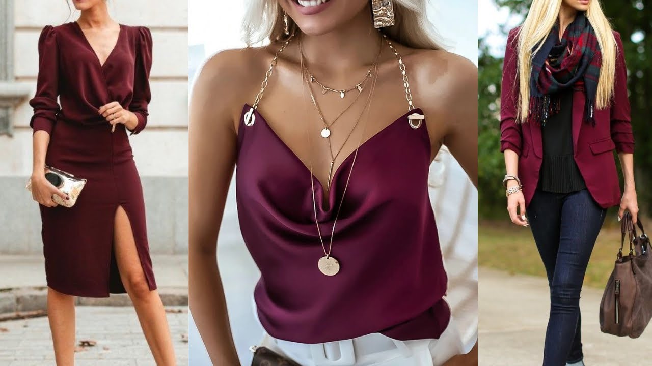 MODERNAS y ESTILOSAS COMBINACIONES de ROPA en COLOR VINO BURDEOS GRANATE LOOKS Y OUTFITS en burdeos