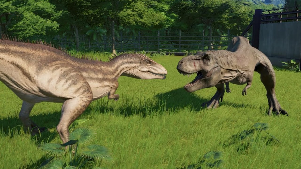 Carcharodontosaurus(Modified) VS T-Rex, I-Rex, Indoraptor, Giganotosaurus And Spinosaurus - JWE