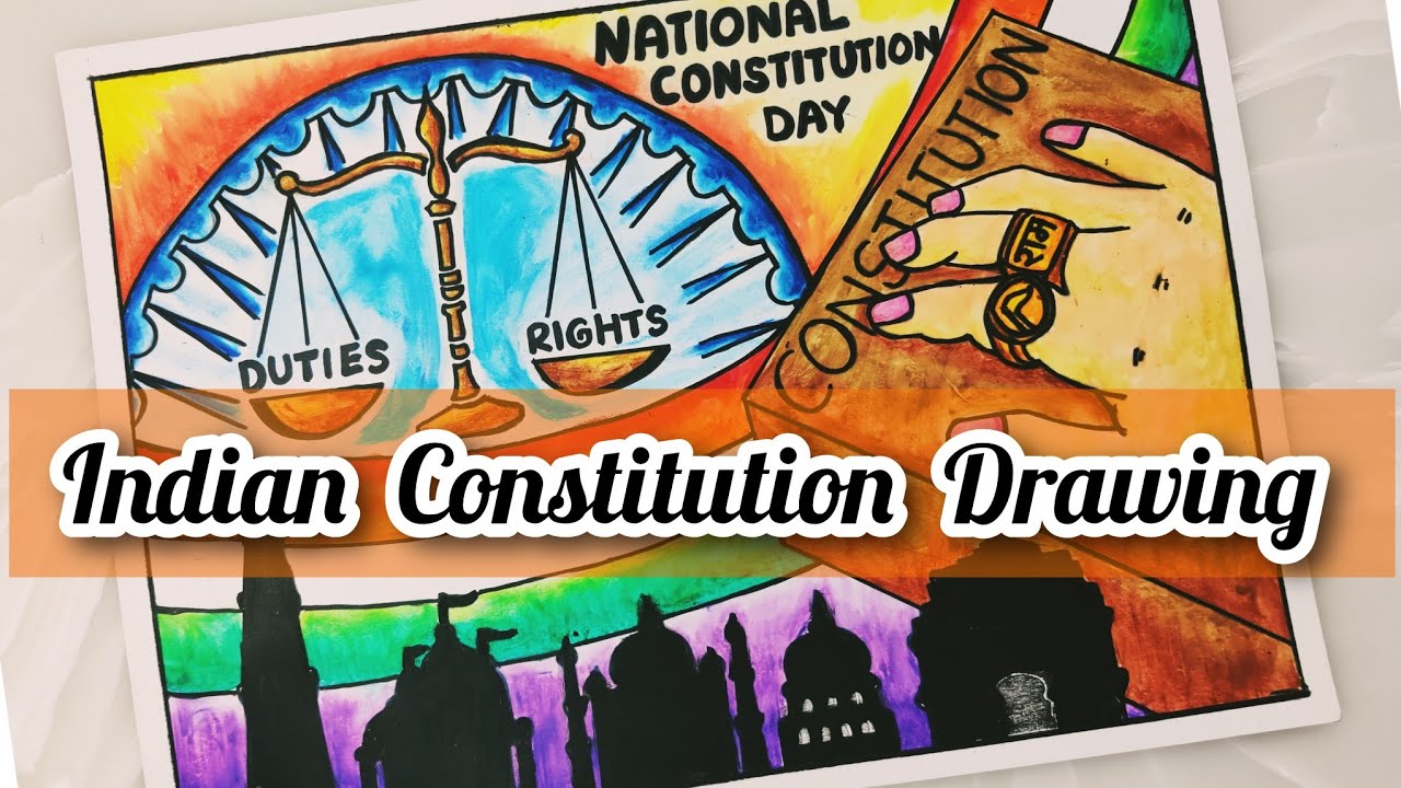 National Constitution Day Drawing / National Law Day Poster Drawing / Indian Constitution Drawing
