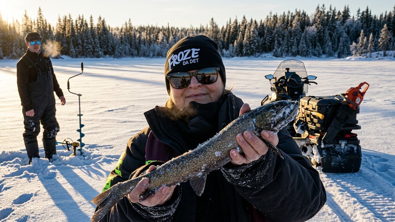 Ice fishing and wood cutting Newfoundland