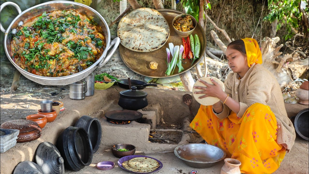 The village woman is making food for the family || Femous Gujarati Dungaliyu Recipe || MR7 recipes