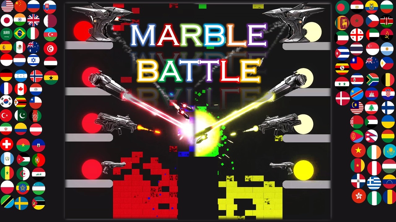 Weapon Shift Battle: Battle Of The Marbles | 100 CountryBalls : 4 Teams