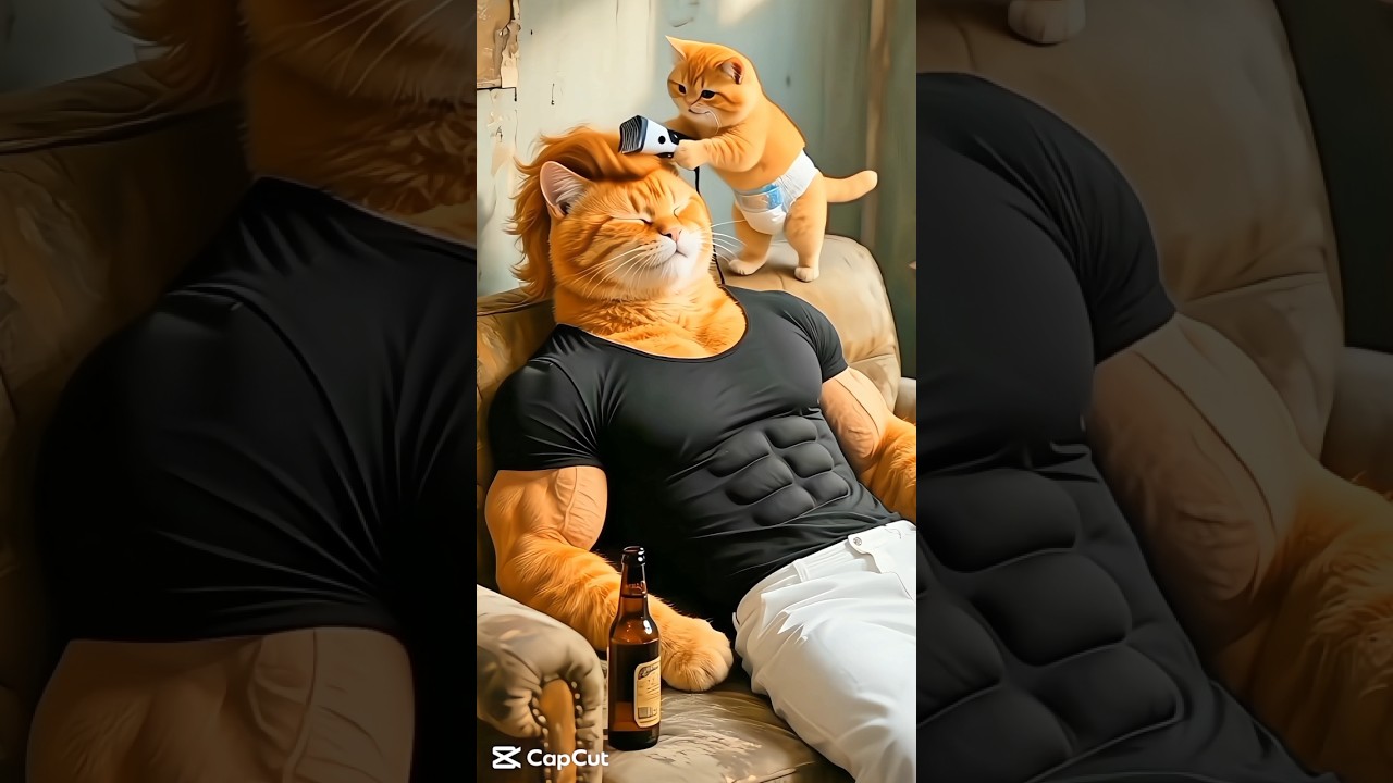 Baby Cat Cuts Dad’s Hair to Make Shoes | Funny Cat Family Story 