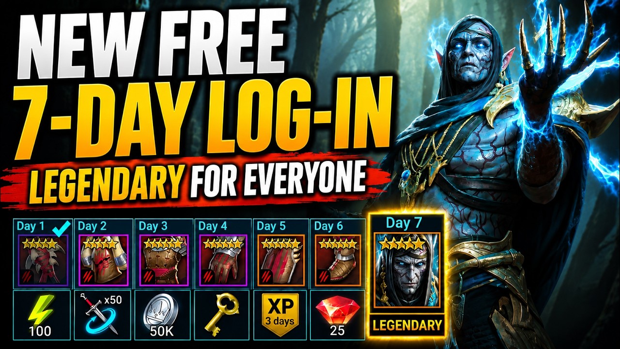 Новый бесплатный легендарный герой за 7 дней входа в Raid: Shadow Legends