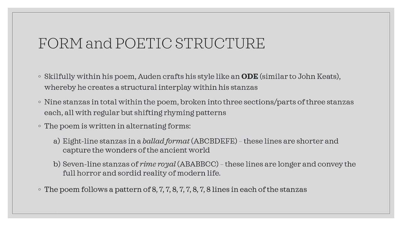 The Shield of Achilles by W.H Auden - Teaching Presentation - Analysis of context, poem and language