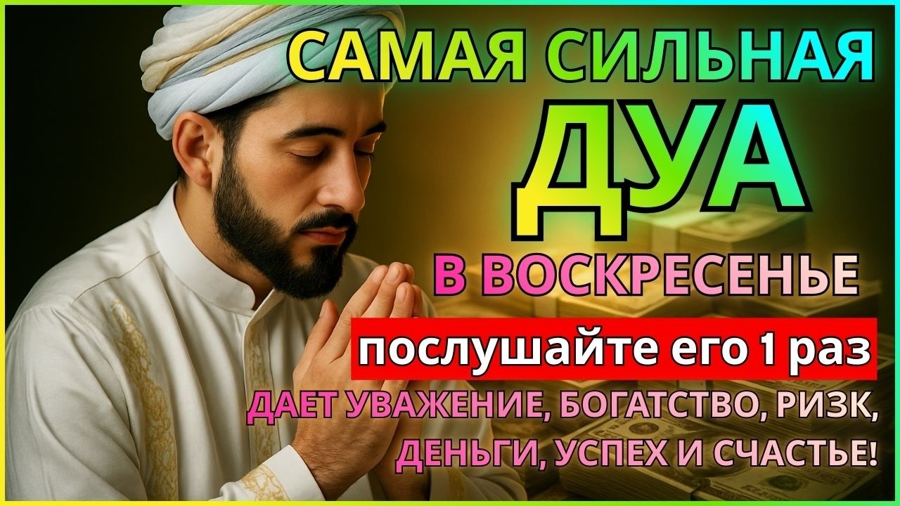 Дуа утром В ВОСКРЕСЕНЬЕ на Удачу деньги всегда будут приходить к вам ИншаАллах 🔑🤲