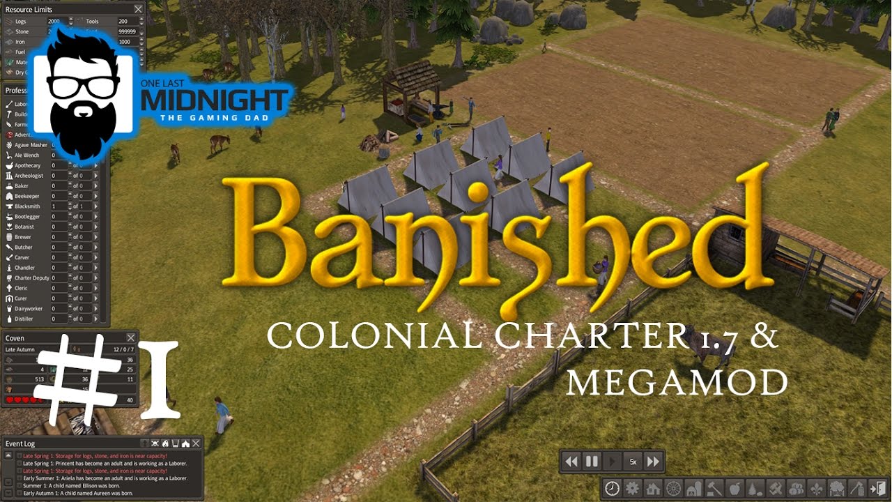 Banished - Colonial Charter 1.7 & MegaMod - Part 1 - Starting Out - Let's Play / Gameplay