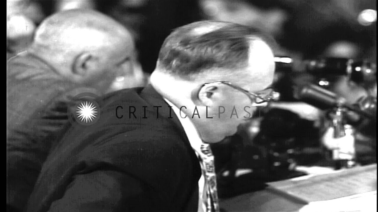 Alger Hiss testifies before the House Committee on Un- American Activities in Was...HD Stock Footage