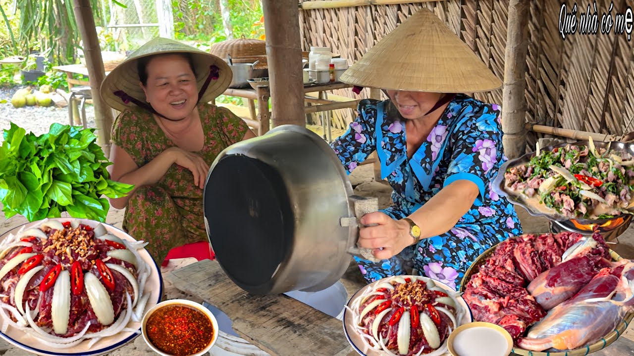 Thịt Bò Né Nước Cốt Dừa Lá Cách | Bữa Cơm Quê Nhà Miền Tây || Beef with coconut milk sauce