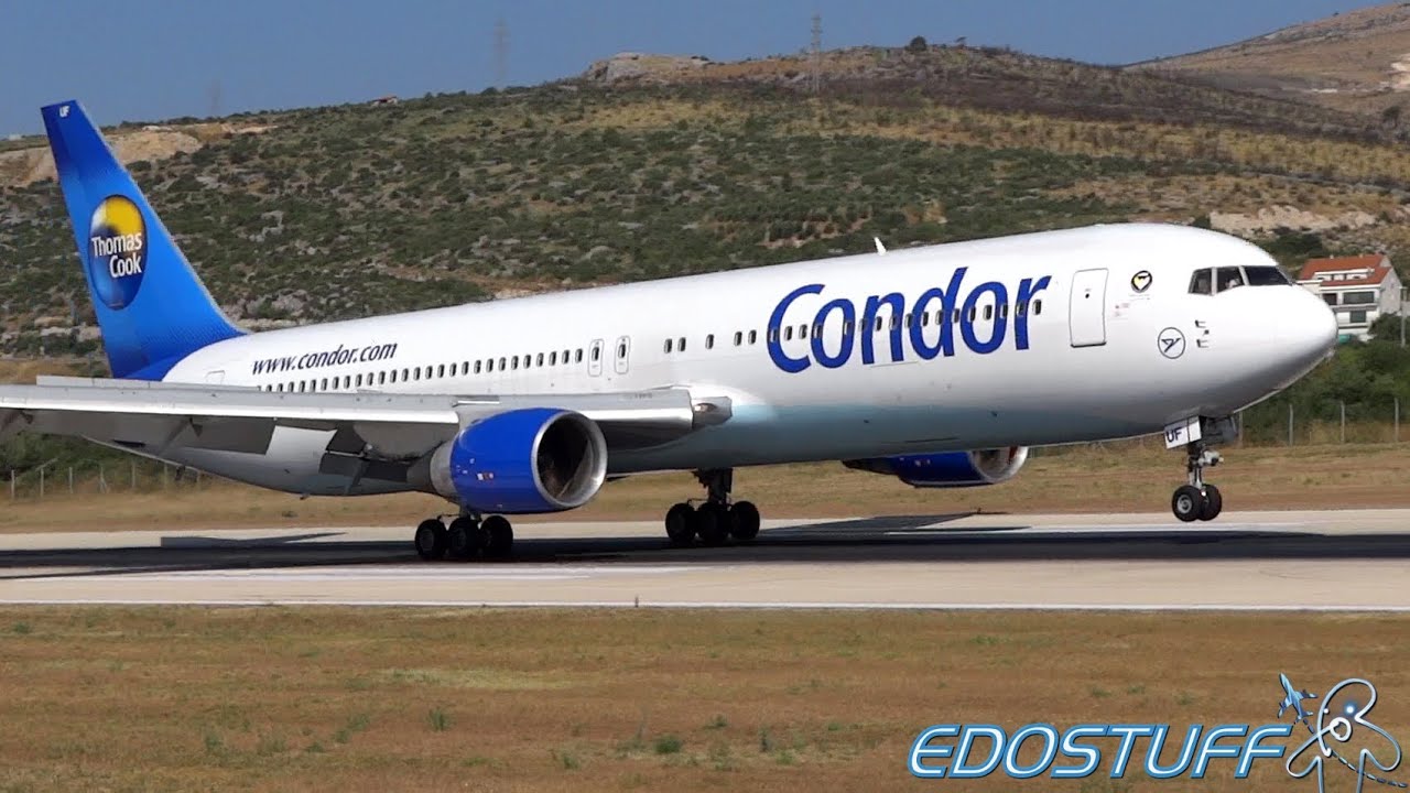 Close-up! Condor Boeing 767-330/ER D-ABUF Landing at Split airport SPU/LDSP