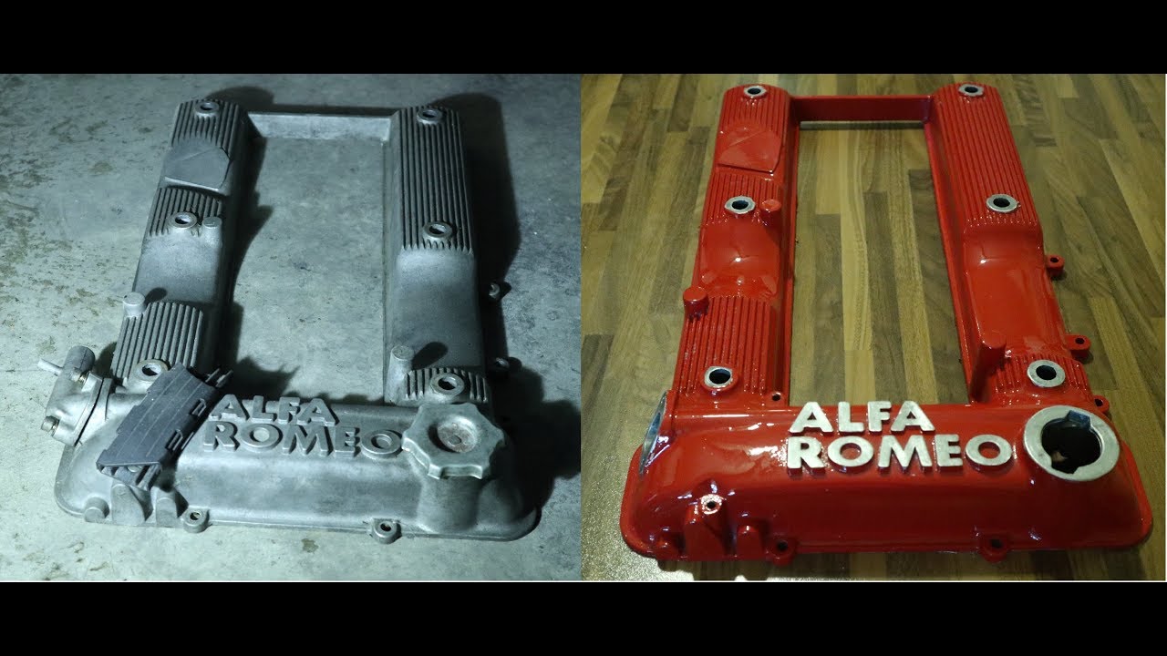 Restauro e verniciatura coperchio punterie alfa romeo 75