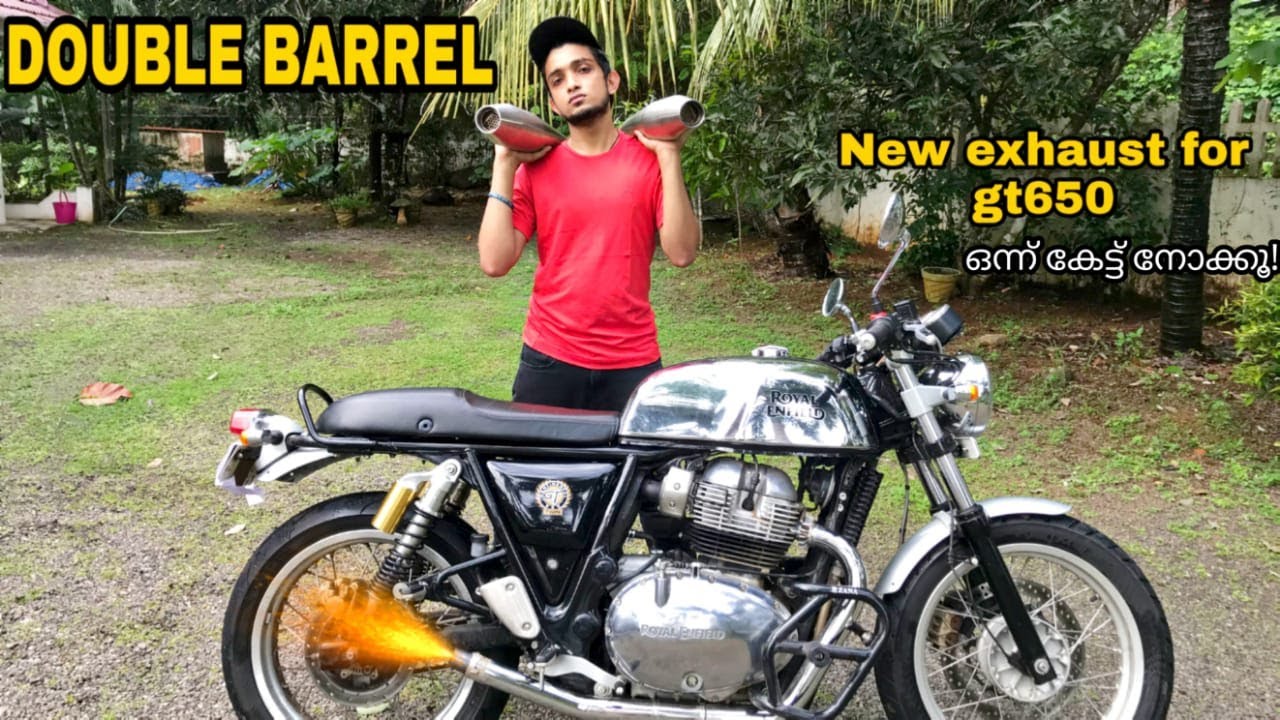 NEW EXHAUST FOR ROYAL ENFIELD GT650 |  DOUBLE BARREL | MALAYALAM VLOG |