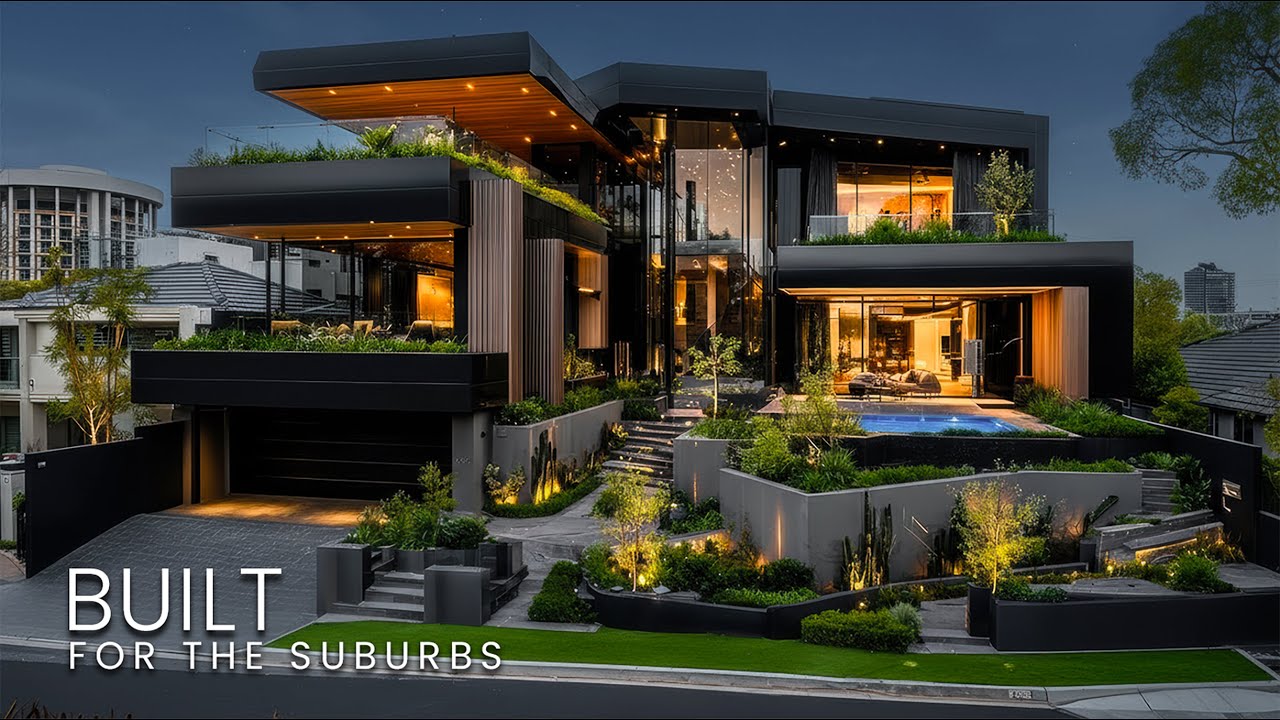 A Striking Black Modern Aesthetic Mansion Built for the Suburbs