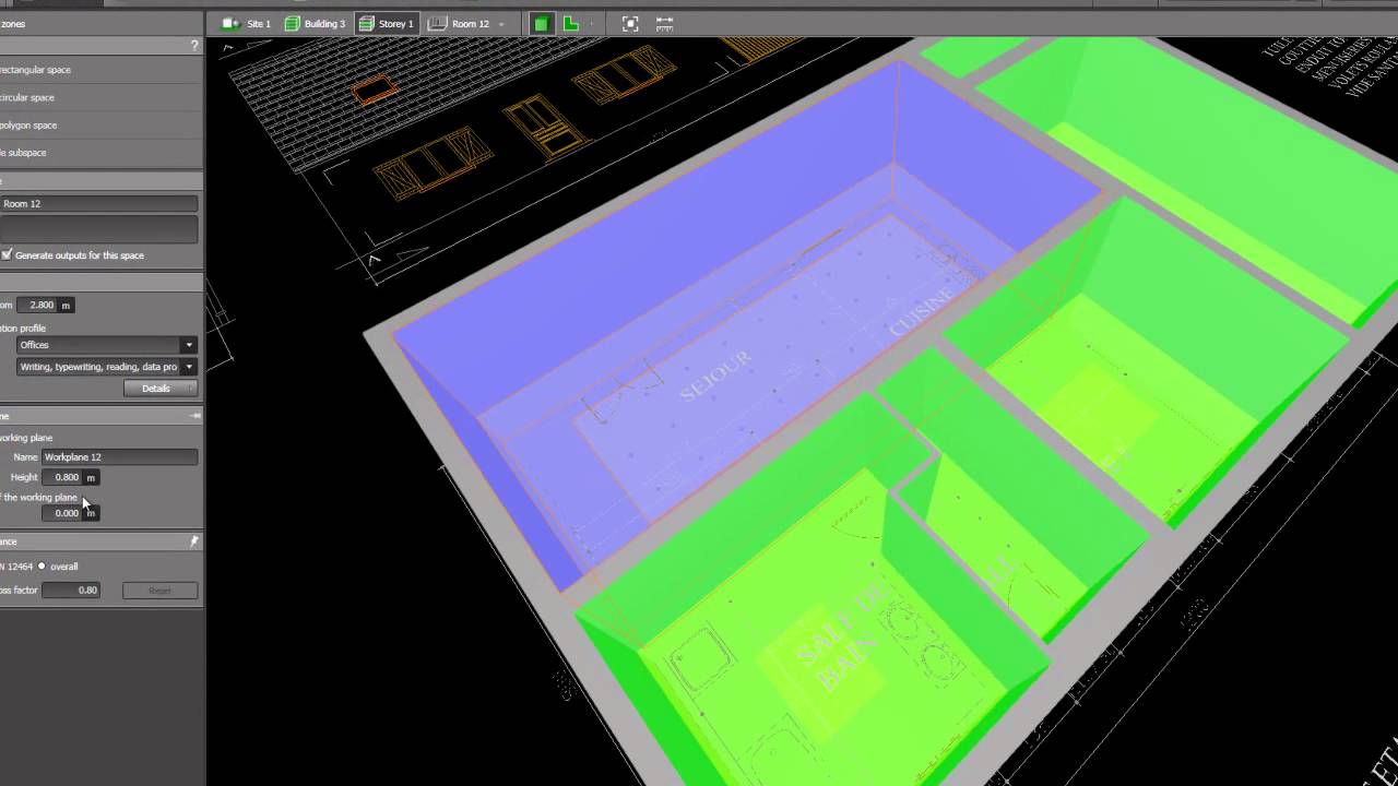 How to Change Working plane, Edit the room, assesment zone, etc