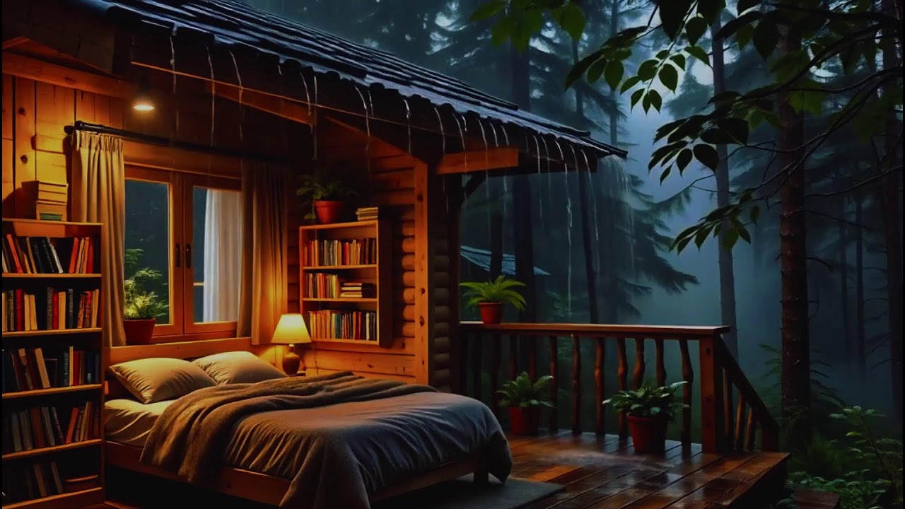 Soothing Late Night Rainfall on Tin Roof with Gentle Thunder | Cozy ASMR Sounds for Sleep