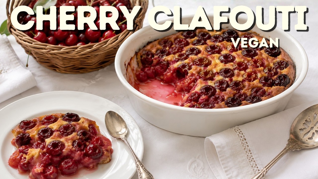 🇫🇷 Vegan Clafoutis Perfection: Indulge in Bouncy Dough & Juicy Cherries Without the Dairy!