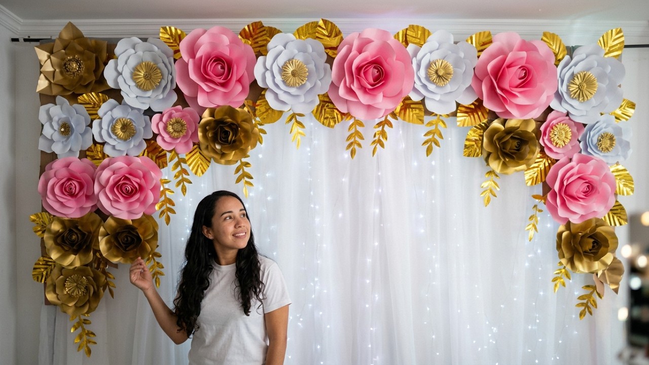Como Instalar las flores de Papel en Cortina🌸