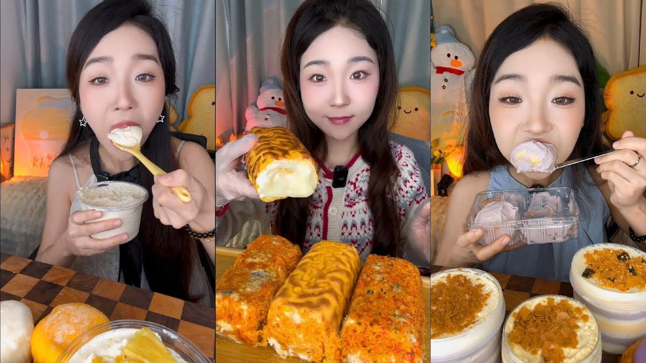 So Creamy & Sweet! 💛🍮 | Cream Eating Challenge Mukbang