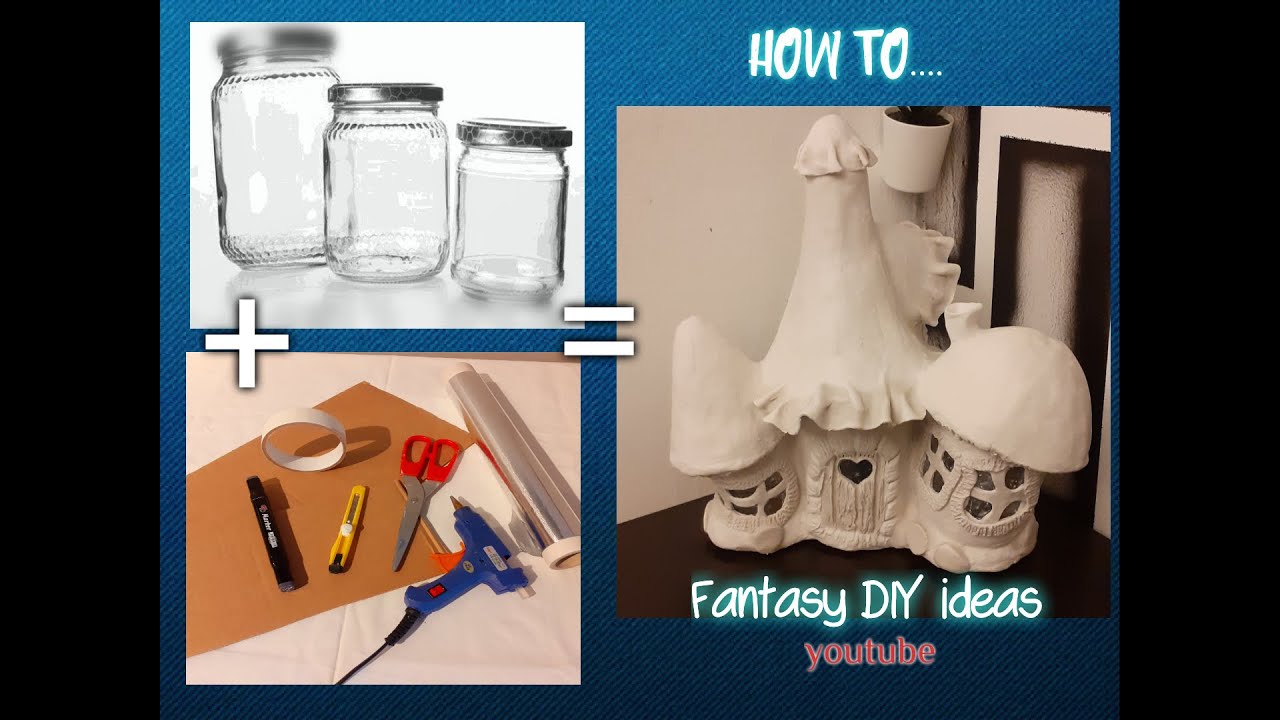 How To Make a Fantasy Fairy Mushroom House With Recycled Jars, Cardboard and Das part 1
