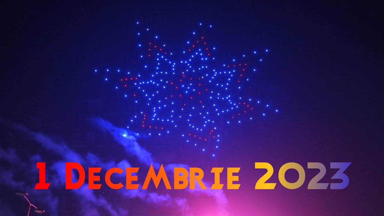 Spectacol minunat de drone și artificii în Cluj-Napoca | 1 Decembrie 2023