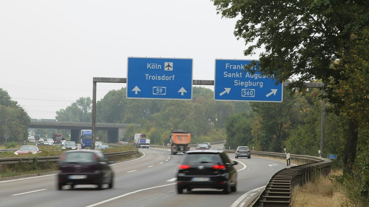 30mins Relaxing Drive on the Autobahn in Germany from Dusseldorf to Cologne with Early Spring Views