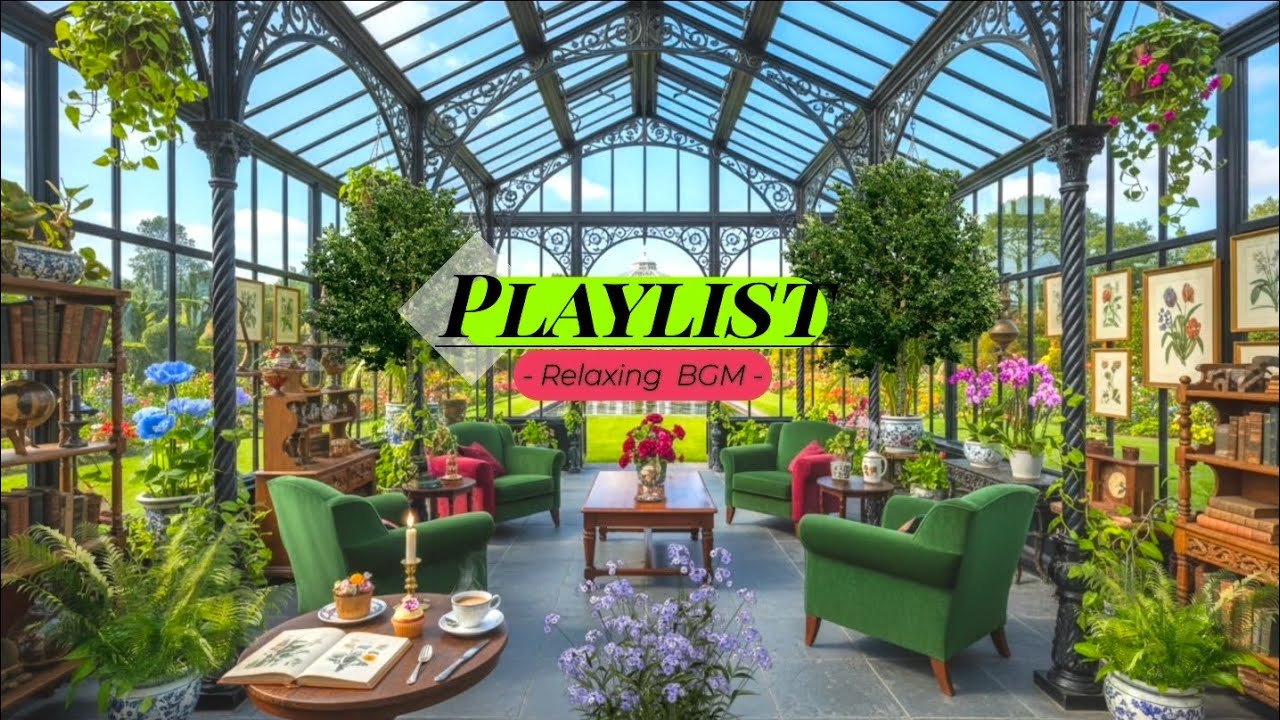 [Playlist] 🌿 햇살가득 온실 정원, 꽃향기를 맡으며 라운지의 평화로운 휴식 (Sunlit Greenhouse Oasis & Blooming Floral Vibes) ☀️🌸