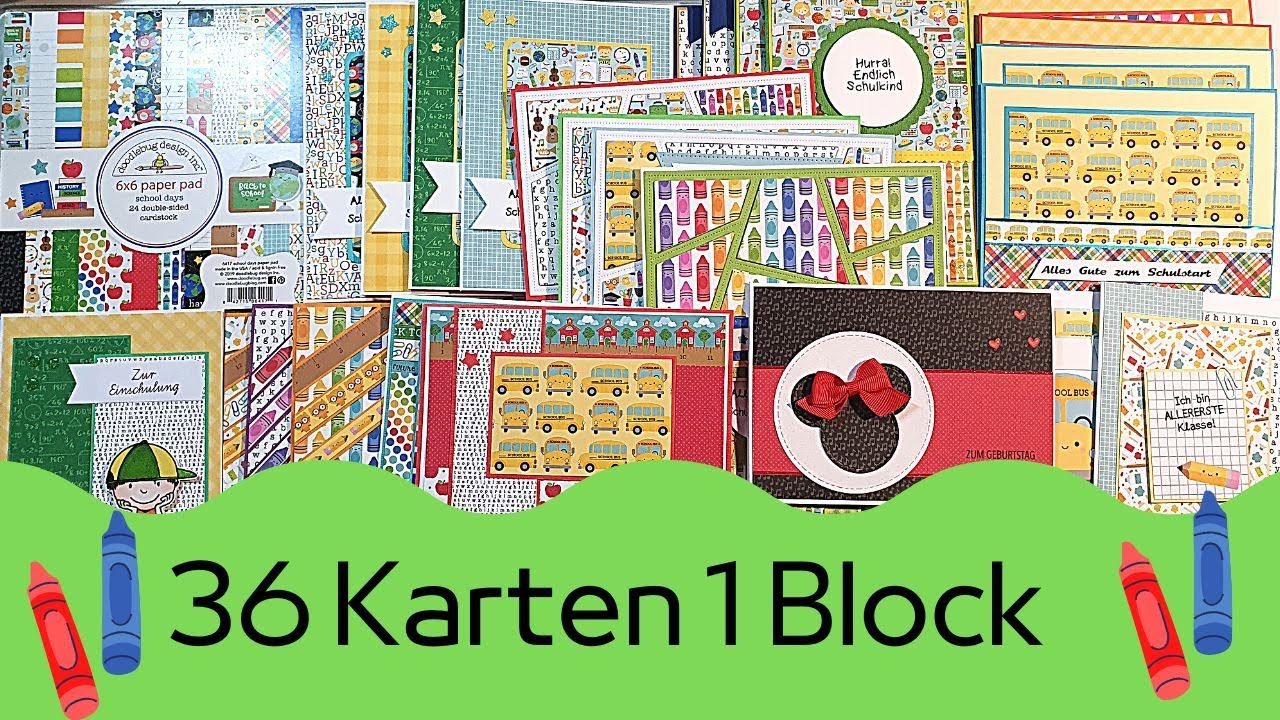 36 Karten 1 Block | Doodlebug | school days 6x6 paper pad | Einschulungskarten