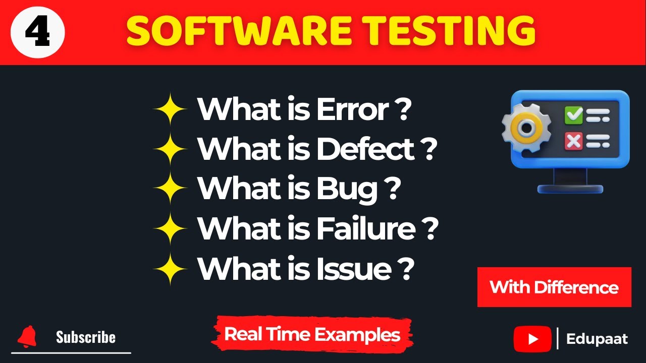 DEFECT BUG ERROR FAILURE in Software Testing | Error vs Bug vs Defect vs Failure | You Must Know !