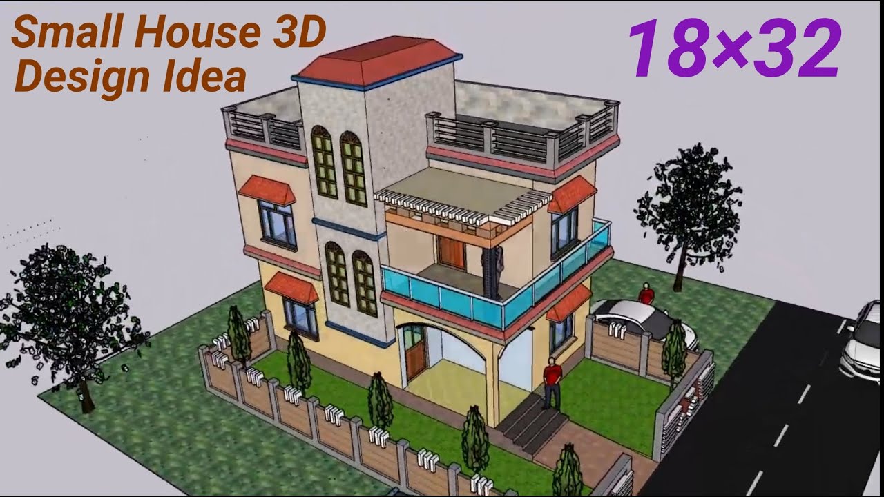18&times;32 3D House Model | Small House Design Idea | 18*32 Ghar Ka design | SketchUp Model | BuildTech |