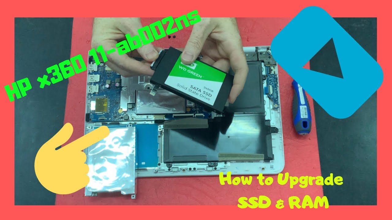 How to Upgrade HDD SSD RAM HP x360 11-ab002ns disassembly