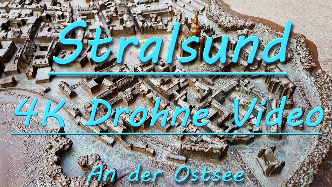 Stralsund von oben. Drohnenvideo über der Ostsee bei Stralsund.