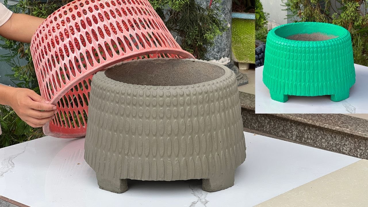Smart Ideas - Design Beautiful Plant Pots From Cement And Plastic Baskets