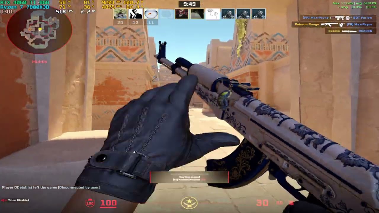 CS2 - AMD Ryzen 7 7800X3D + Nvidia RTX 4060 TI 8GB - 5 Maps (1280x960)