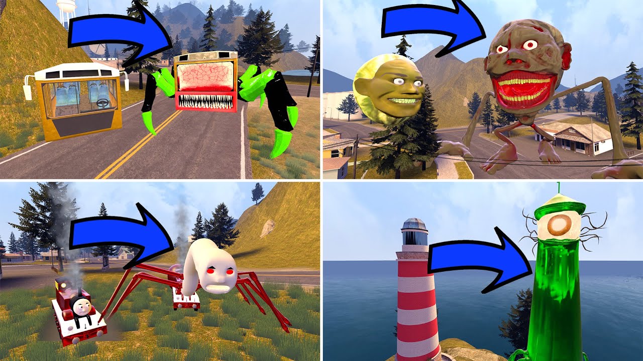 Everything turn into monsters : bus eater spider, lin gang tapes, thomas train and lighthouse ! gmod