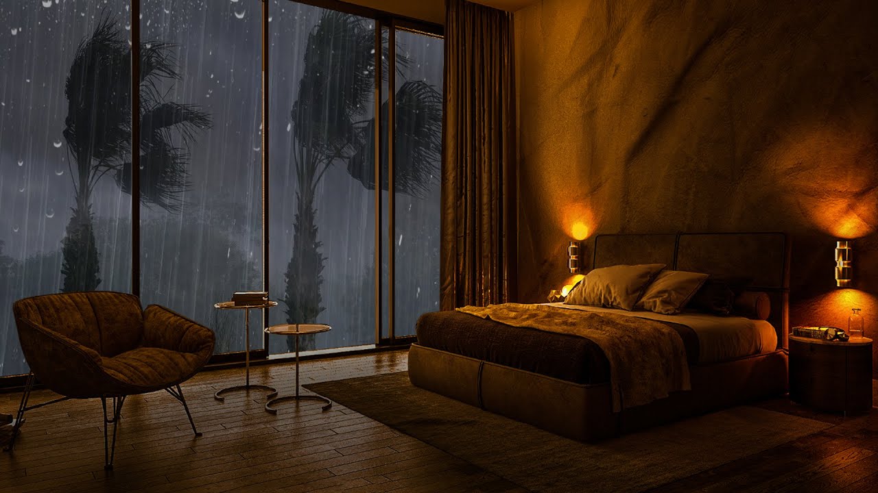 Quarto aconchegante na noite Chuvosa! Som de Chuva na janela ajuda a Acalmar sua Alma