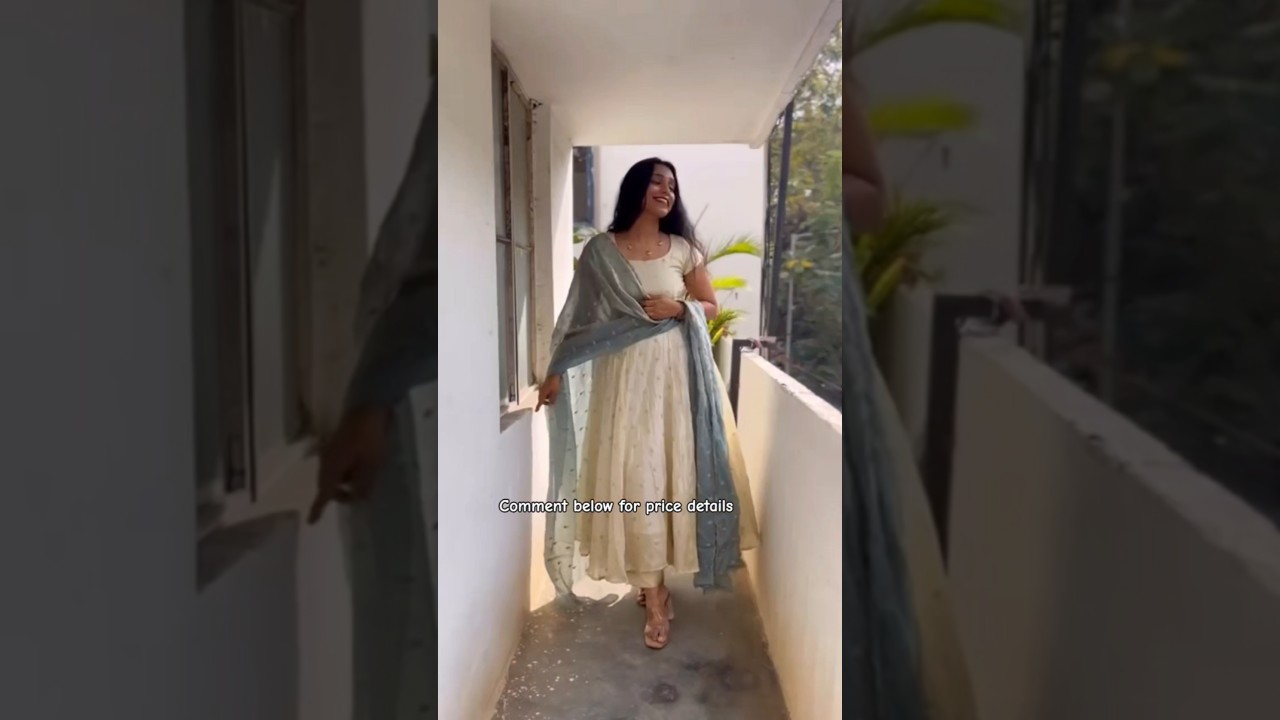 Viral and trending embroidered gown #offwhitegown #offwhitegownwithcolourdupatta #festivewear #eid