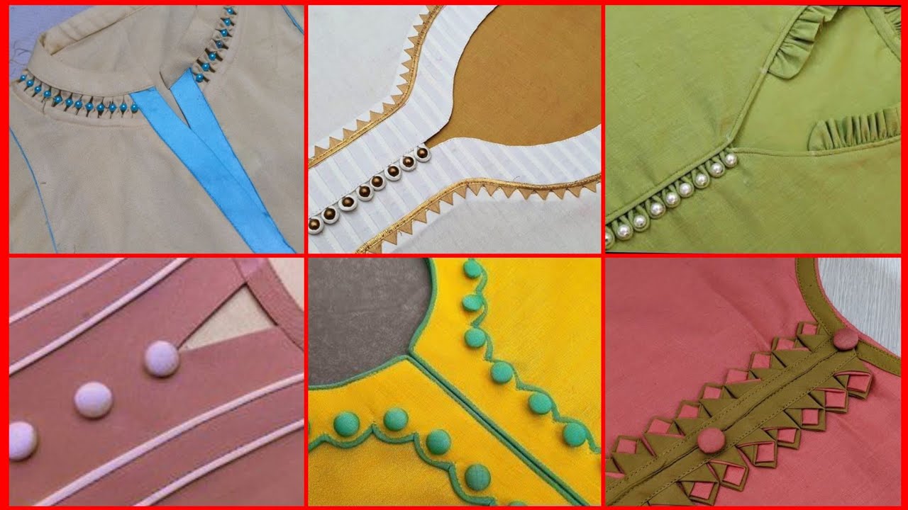 Latest salwar kameez neck designs | button details neck design, churidar neck designs, kurti design