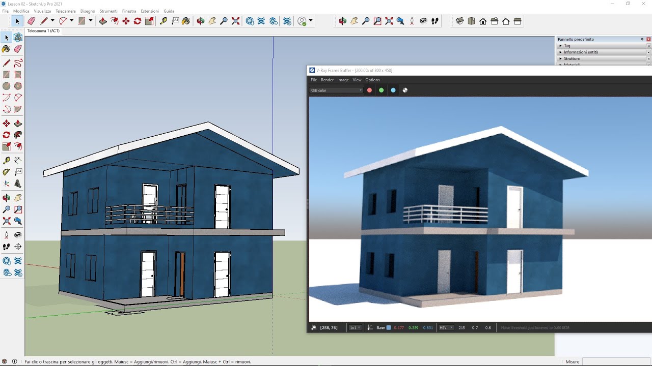 VRAY Sketchup Videocourse - 02 - Interactive Rendering, Render Region, Progressive VS Bucket, Vision