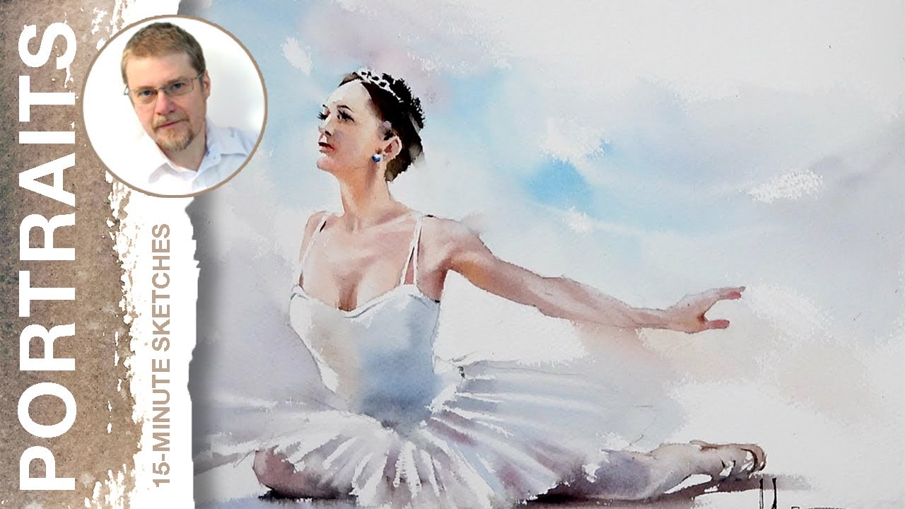 #208 Swan Lake Rehearsal (Watercolor Portrait Tutorial)