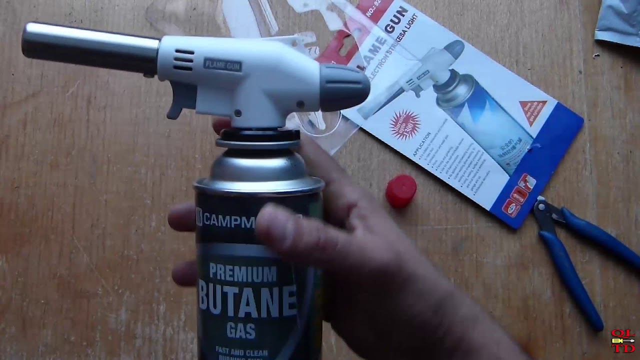 Flame Gun! Portable Butane Gas Burner, fire blow Gun with ignition button
