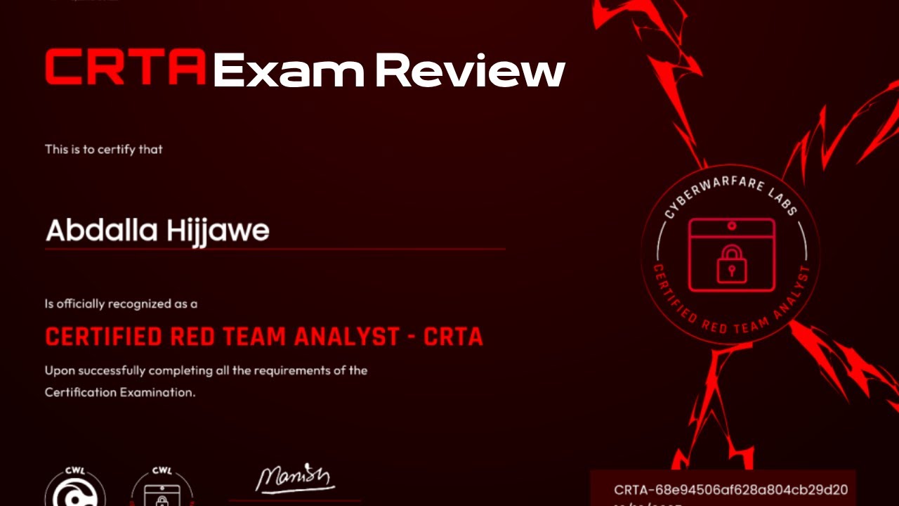 مراجعة امتحان CRTA Certified Red Team Analyst Review