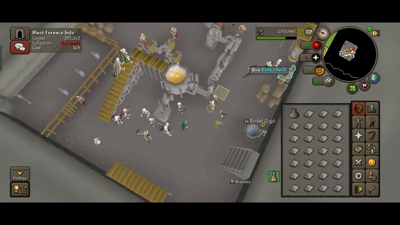 [Mobile OSRS] Smelting 1337 Steel Bars at Blast Furnace. 