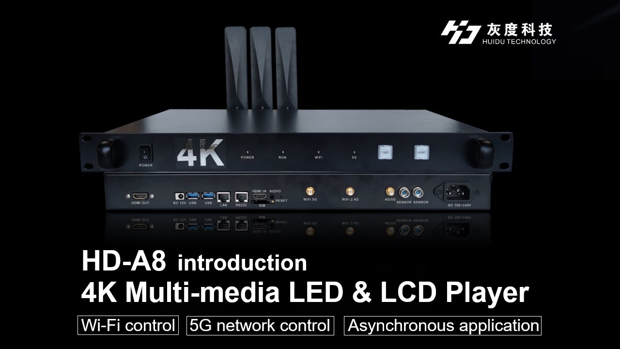 Мультимедийный проигрыватель 4K LED и LCD для видеостены (контроллер Huidu HD-A8)