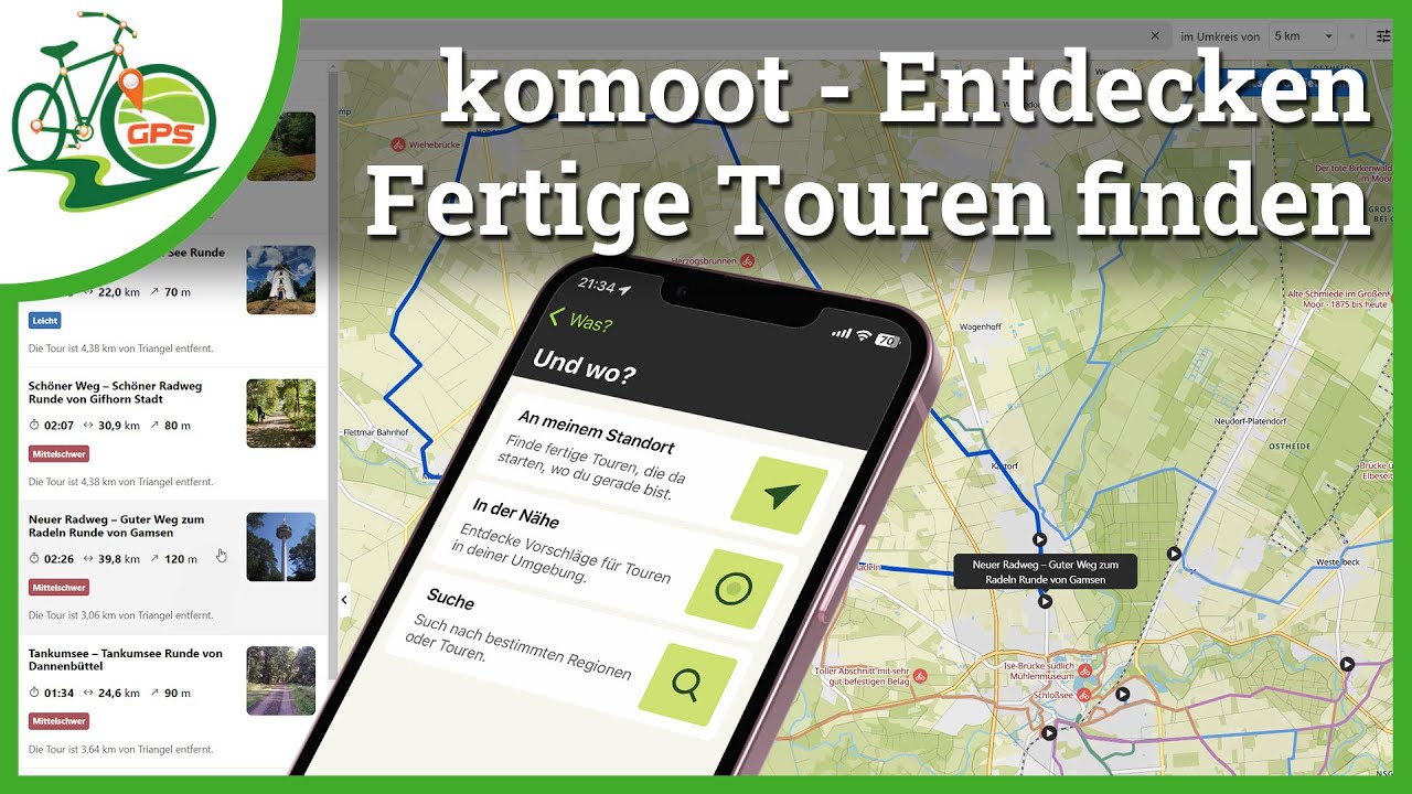 Passende komoot Touren entdecken 🌍 Spontan Strecke vor Ort am Handy finden 🆕 Neue komoot Funktion!